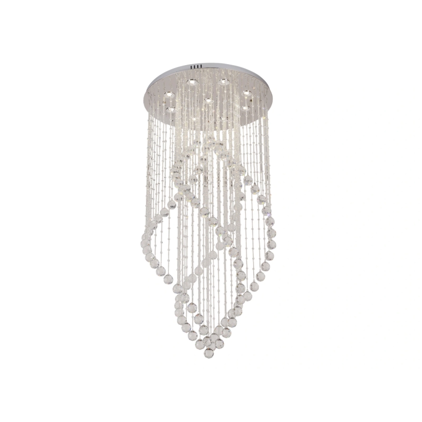 Plafonnier LED en cristal NAURU LED/30W/230V Ø 60 cm finition chrome brillant + télécommande