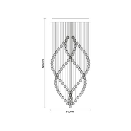 Plafonnier LED en cristal NAURU LED/30W/230V Ø 60 cm finition chrome brillant + télécommande