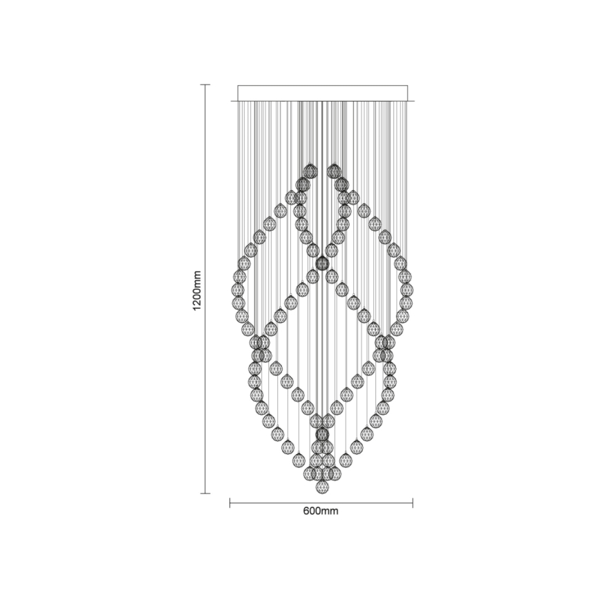 Plafonnier LED en cristal NAURU LED/30W/230V Ø 60 cm finition chrome brillant + télécommande