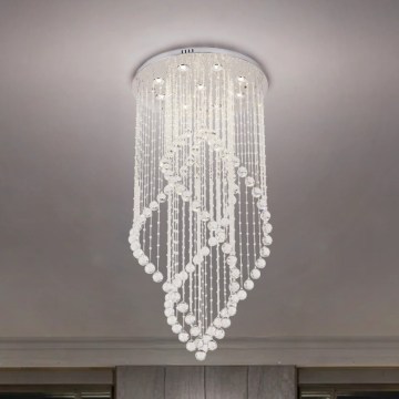 Plafonnier LED en cristal NAURU LED/30W/230V Ø 60 cm finition chrome brillant + télécommande