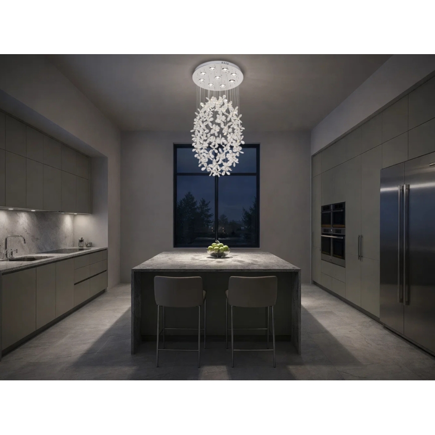 Plafonnier LED en cristal SAMOA LED/30W/230V Ø 40 cm, chrome poli + télécommande