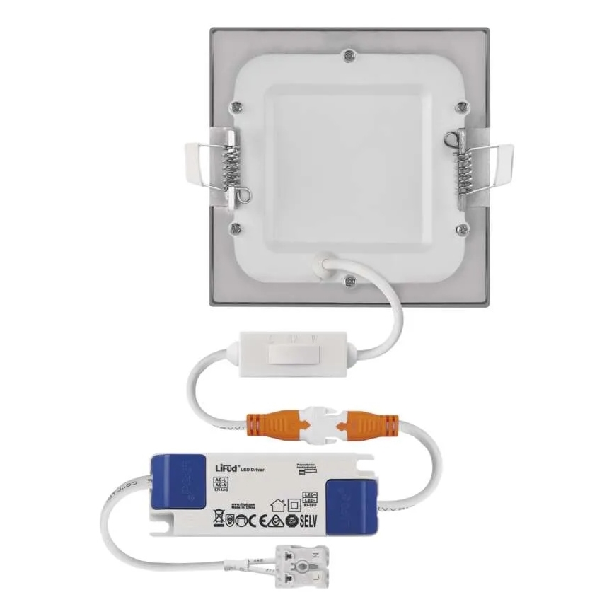 Plafonnier LED encastré NEXXO LED/7W/230V 3000/3500/4000K argenté 12x12 cm