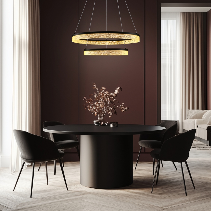 Plafonnier LED FROZI LED/38W/230V diamètre 60 cm noir