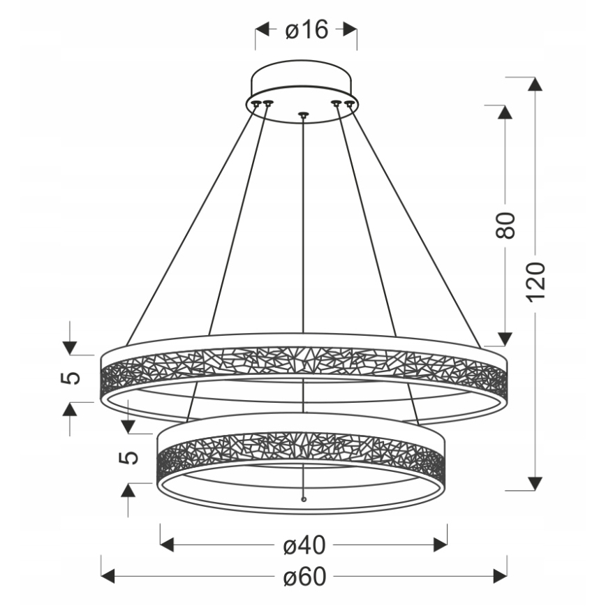 Plafonnier LED FROZI LED/38W/230V diamètre 60 cm noir