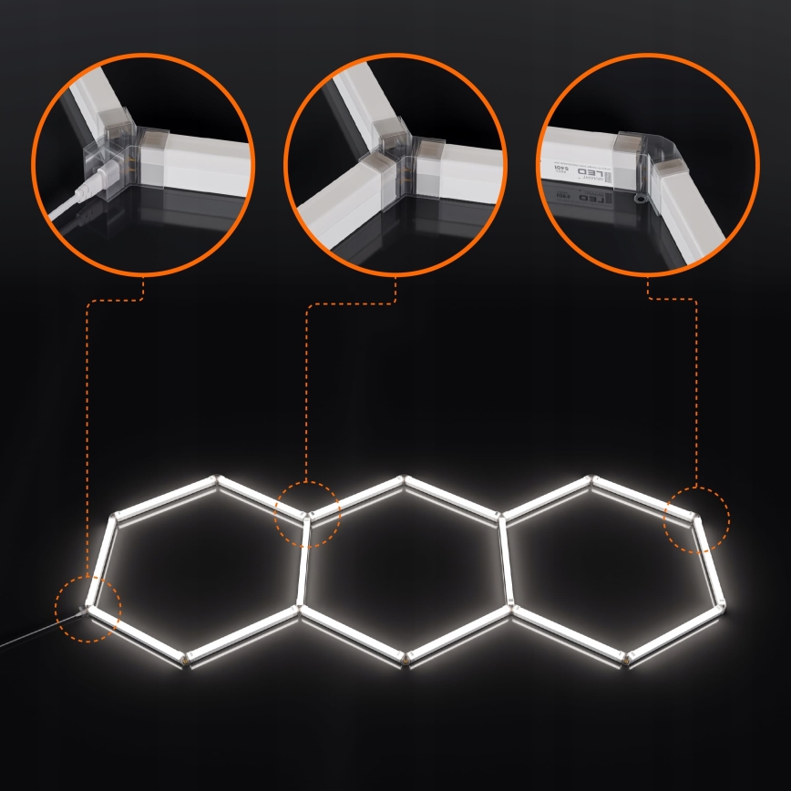 Plafonnier LED HEXAGON LED/128W/85-265V 6000K 248x97 cm IRC 90 IP54 blanc