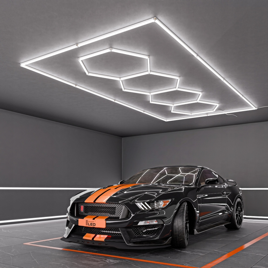 Plafonnier LED HEXAGON LED/384W/85-265V 6500K 484x243 cm IRC 90 IP54 blanc