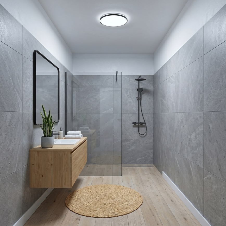 Plafonnier LED HUGO LED/12/18/24W/230V 3000/4000/6500K Ø 30 cm IP54 noir