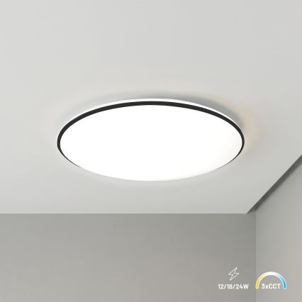 Plafonnier LED HUGO LED/12/18/24W/230V 3000/4000/6500K Ø 30 cm IP54 noir