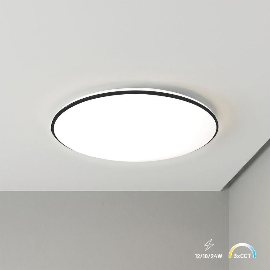 Plafonnier LED HUGO LED/12/18/24W/230V 3000/4000/6500K Ø 30 cm IP54 noir