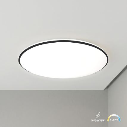 Plafonnier LED HUGO LED/16/24/32W/230V 3000/4000/6500K Ø 37 cm IP54 noir