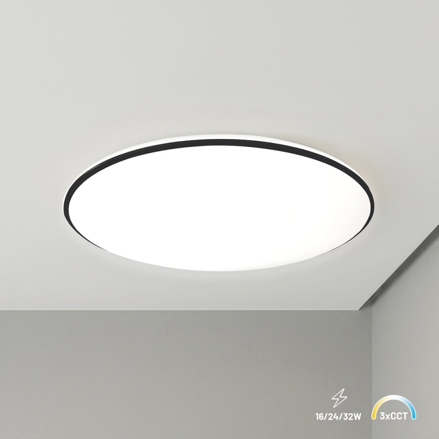 Plafonnier LED HUGO LED/16/24/32W/230V 3000/4000/6500K Ø 37 cm IP54 noir