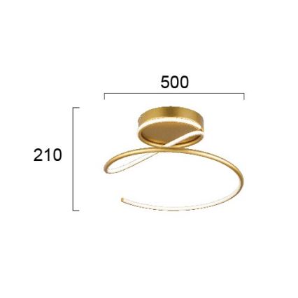 Plafonnier LED JILL, 27 W, 230 V, Ø 50 cm, finition dorée