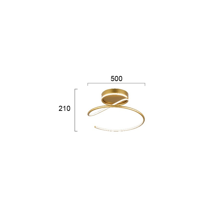 Plafonnier LED JILL, 27 W, 230 V, Ø 50 cm, finition dorée