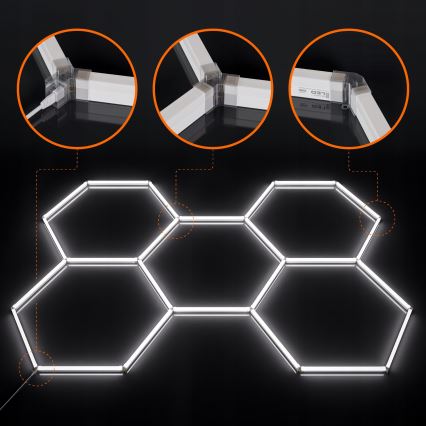 Plafonnier HEXAGON LED/192W/85-265V 6500K 298x209 cm IRC 90 IP54 blanc