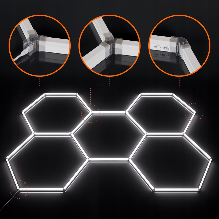 Plafonnier HEXAGON LED/192W/85-265V 6500K 298x209 cm IRC 90 IP54 blanc