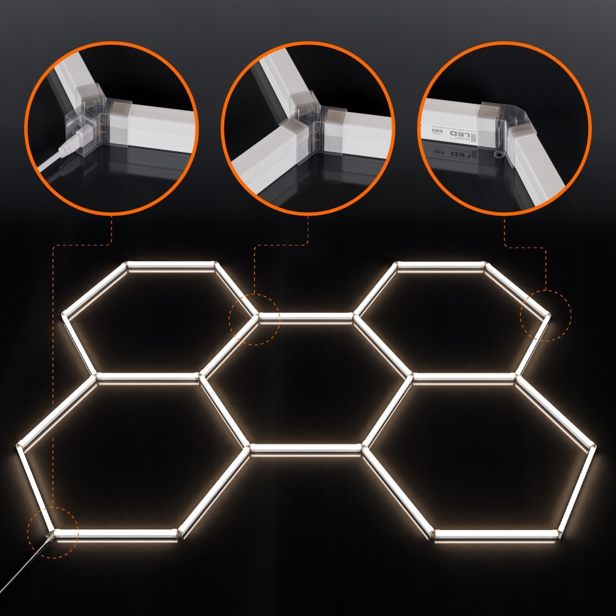 Plafonnier LED HEXAGON LED/240W/85-265V 4000K 298x209 cm IRC 90 IP54 blanc