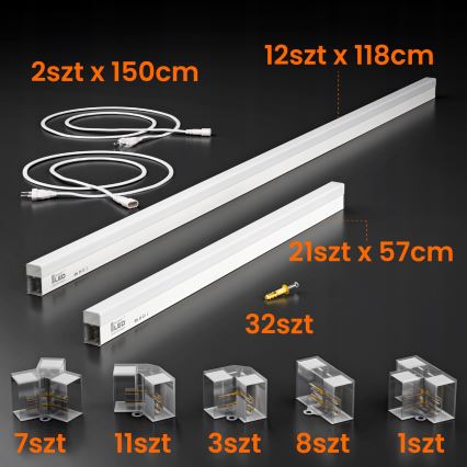 Plafonnier LED HEXAGON LED/384W/85-265V 4000K 484x243 cm IRC 90 IP54 blanc
