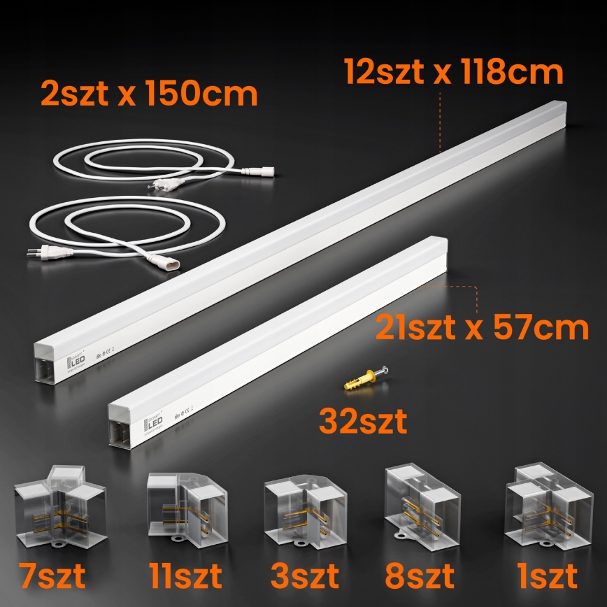 Plafonnier LED HEXAGON LED/384W/85-265V 4000K 484x243 cm IRC 90 IP54 blanc