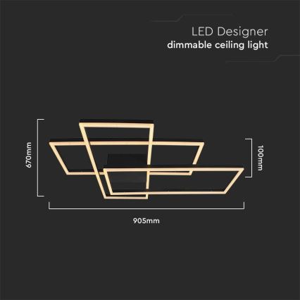 Plafonnier LED LED/47W/230V 3000K noir