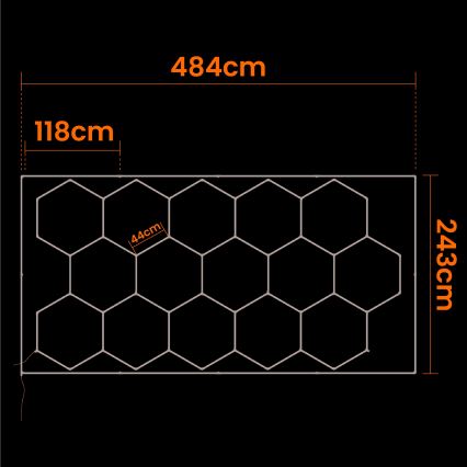 Plafonnier LED HEXAGON LED/696W/85-265V 4000K 484x243 cm IRC 90 IP44 blanc