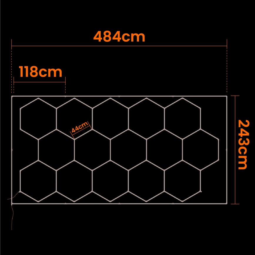 Plafonnier LED HEXAGON LED/696W/85-265V 4000K 484x243 cm IRC 90 IP44 blanc