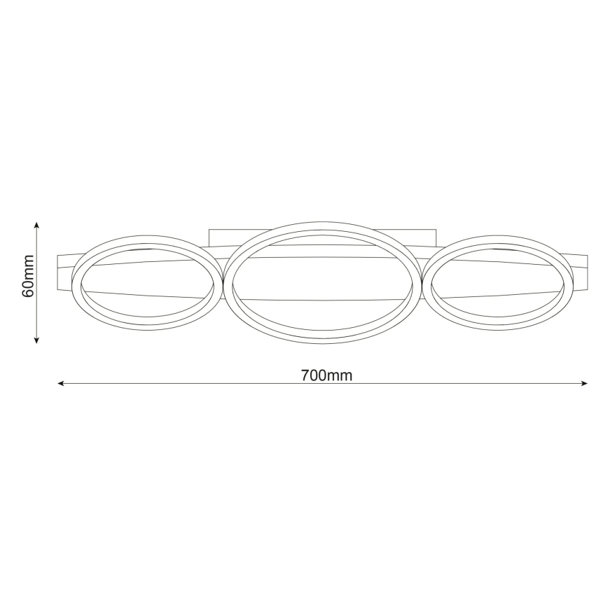 Plafonnier LED MELISA 28W/230V, 26,5 × 70 cm, finition pin