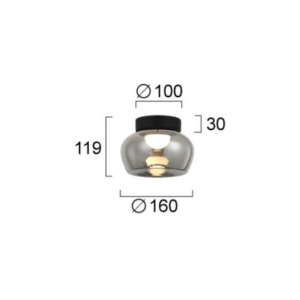 Plafonnier LED NADIA LED/9W/230V Ø 16 cm fumé/noir