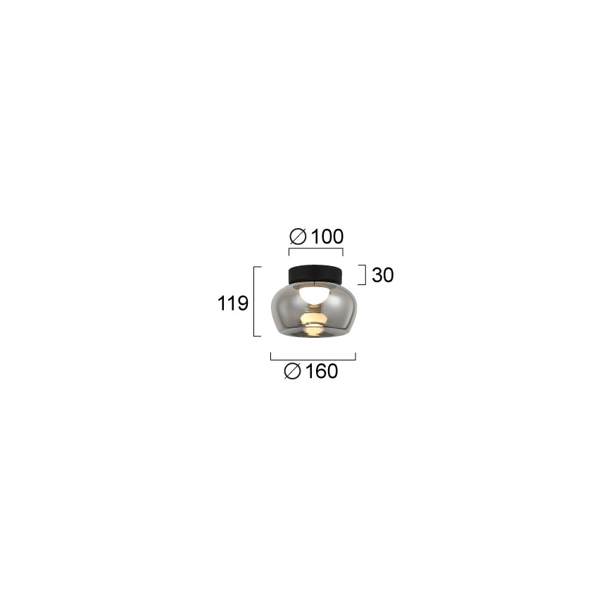 Plafonnier LED NADIA LED/9W/230V Ø 16 cm fumé/noir