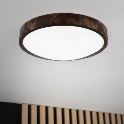 Plafonnier LED OAK SLIM LED/36W/230V 4000K Ø 37 cm chêne / brun foncé