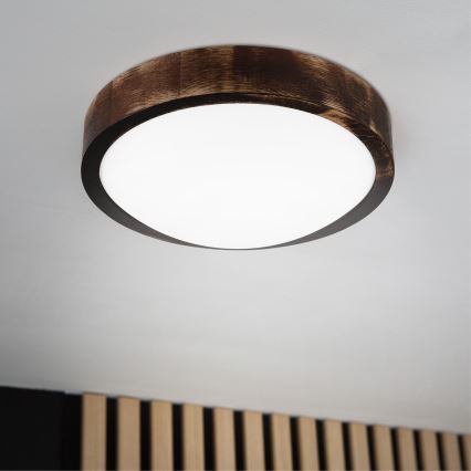 Plafonnier LED OAK SMOKY SLIM LED/20W/230V 4000K Ø 27 cm chêne/brun foncé