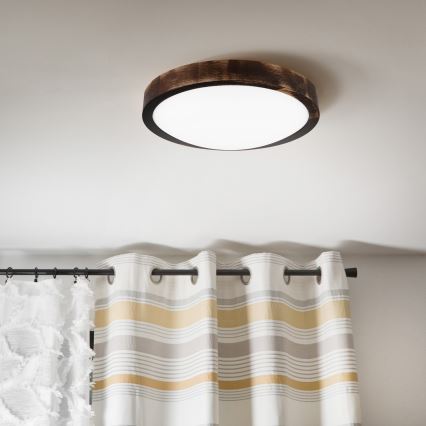 Plafonnier LED OAK SMOKY SLIM LED/20W/230V 4000K Ø 27 cm chêne/brun foncé