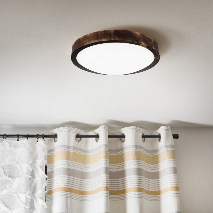 Plafonnier LED OAK SMOKY SLIM LED/20W/230V 4000K Ø 27 cm chêne/brun foncé