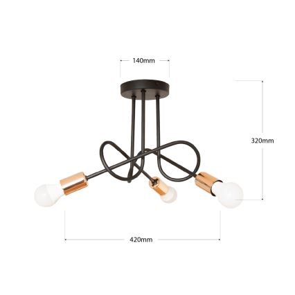 Plafonnier LED OXFORD 3xE27/15W/230V noir