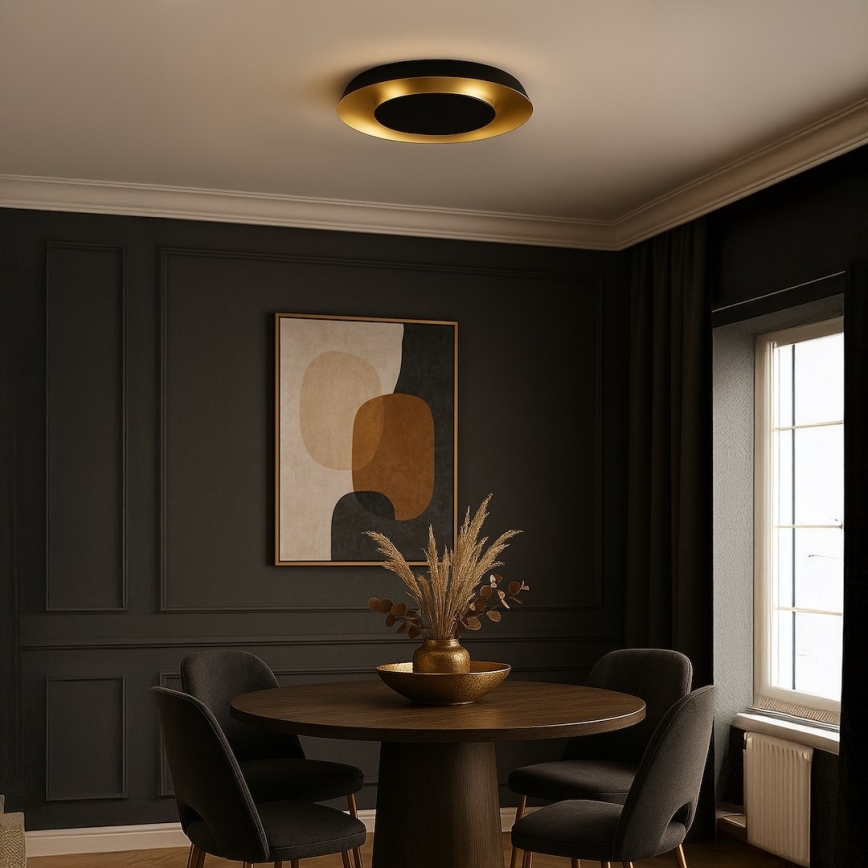 Plafonnier LED PIATTINO LED/30W/230V 3000/4000/6000K Ø 40 cm noir/doré