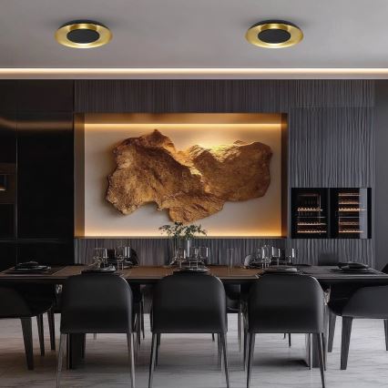 Plafonnier LED PIATTINO LED/30W/230V 3000/4000/6000K Ø 40 cm noir/doré