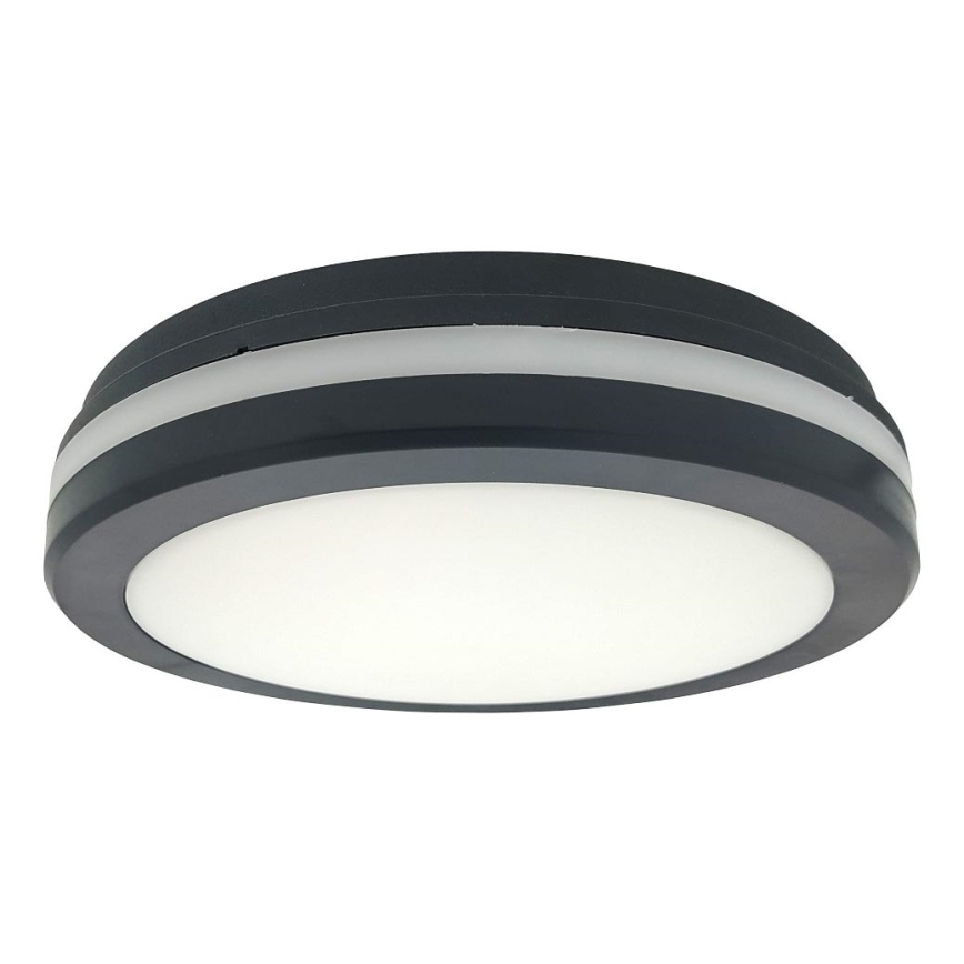 Plafonnier LED pour salle de bains avec détecteur de mouvement, 20W/230V, 3000/4000/6500K, Ø 23 cm, IP54, anthracite