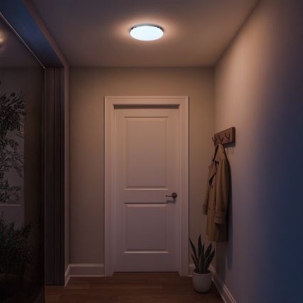 Plafonnier LED pour salle de bains MAYA, 15 W, 230 V, Ø 33 cm, IP44, chrome brillant