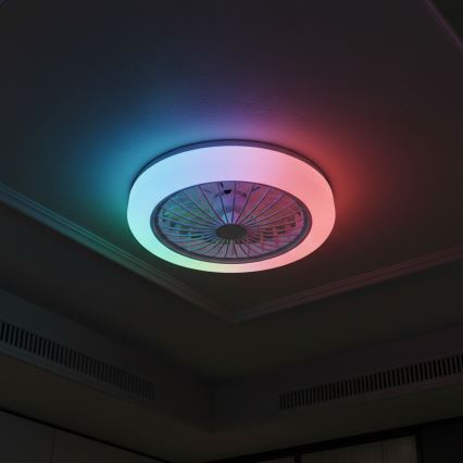 LED RGBW Dimmable plafonnier avec ventilateur ZAMBIA LED/24W/230V 3000-6500K blanc + télécommande