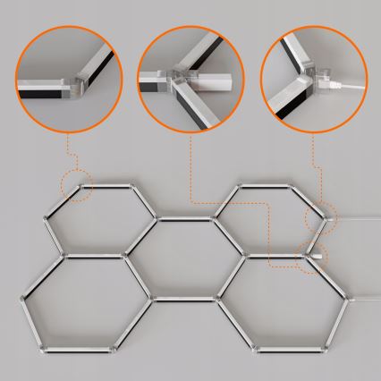 LED RGBW Plafonnier dimmable HEXAGON LED/144W/85-265V 7000K 205x142 cm IRC 90 IP54 blanc + télécommande