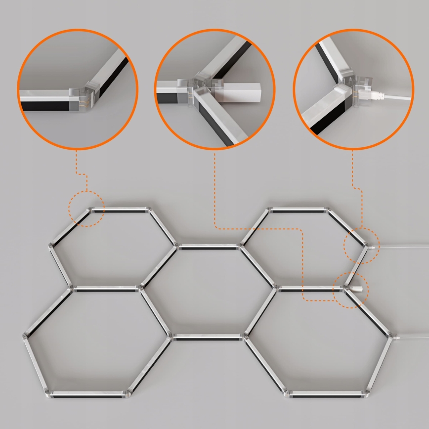 LED RGBW Plafonnier dimmable HEXAGON LED/144W/85-265V 7000K 205x142 cm IRC 90 IP54 blanc + télécommande