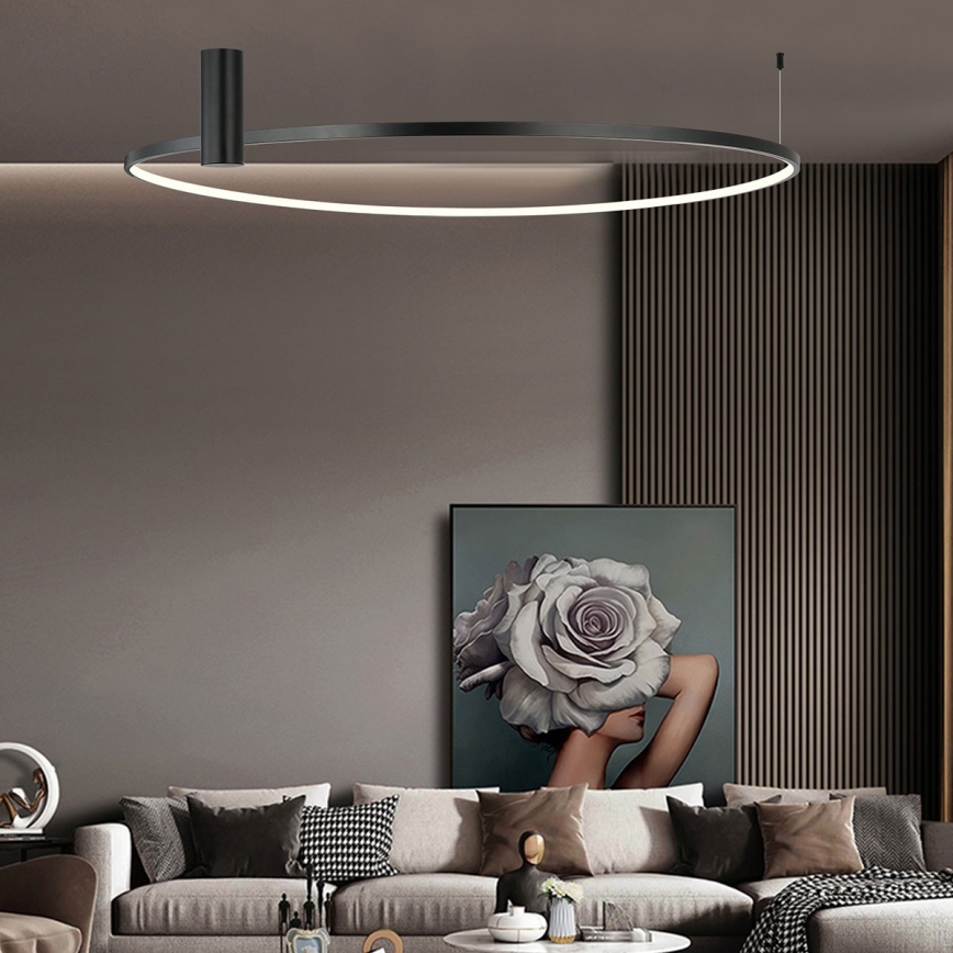 Plafonnier LED RING S LED/50W/230V 3000/4000/6000K Ø 90 cm noir