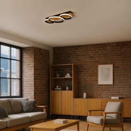 Plafonnier LED ROWENA LED/18W/230V noir/marron