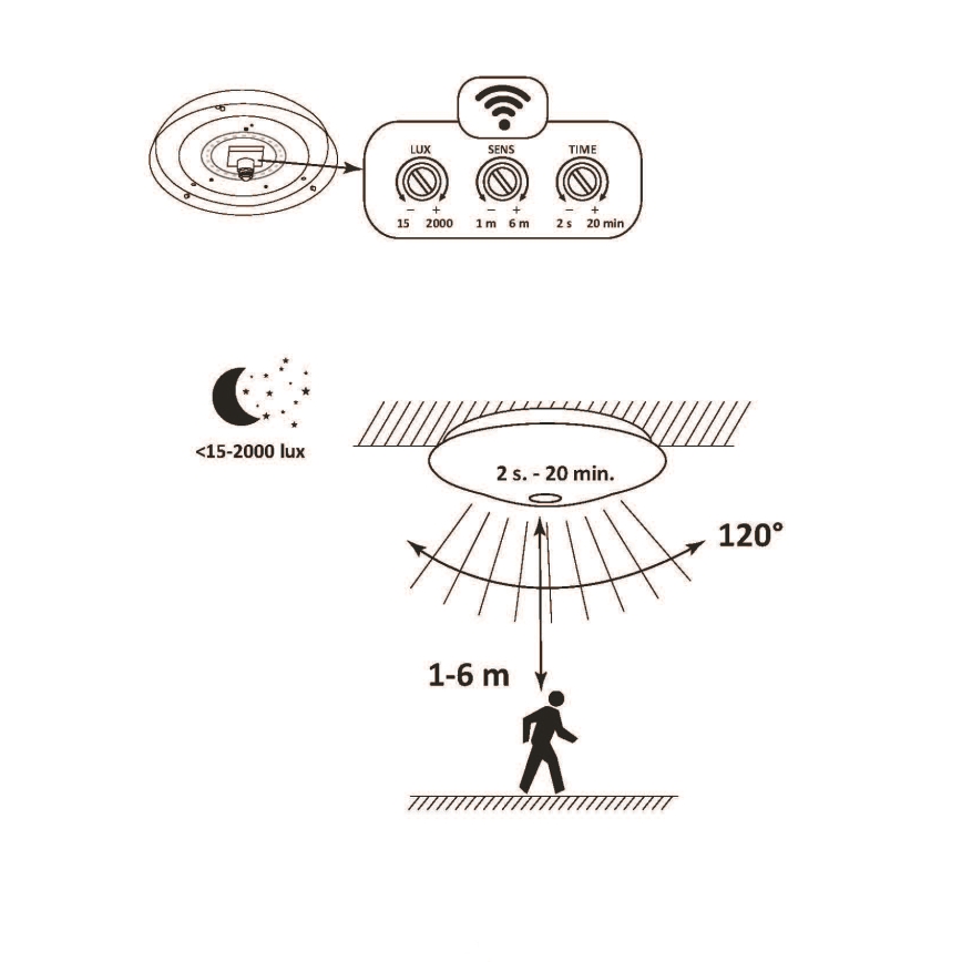 Plafonnier LED salle de bain ADAR LED/13W/230V IP44 4000K détecteur