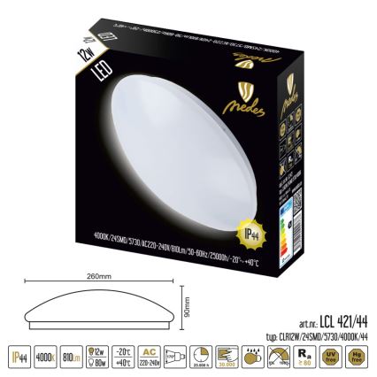 Plafonnier LED salle de bain LED/12W/230V IP44