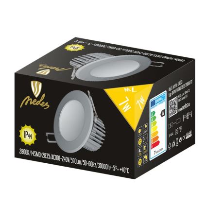 Nedes LDL213 - Spot encastrable LED salle de bain LED/7W/230V 2800K gris IP44