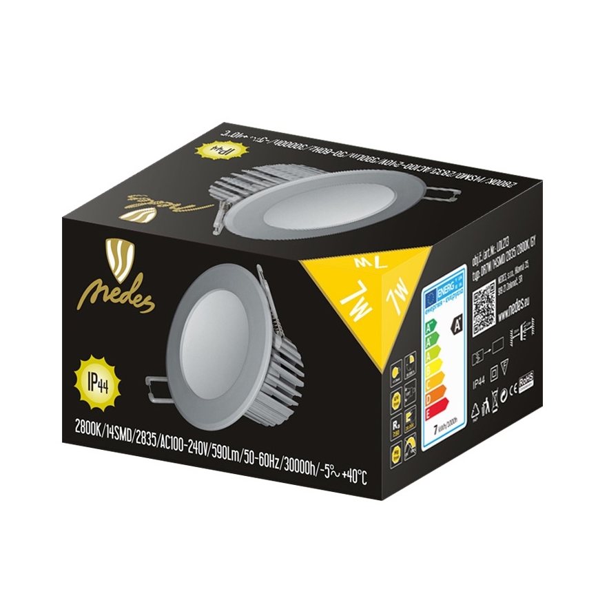 Nedes LDL213 - Spot encastrable LED salle de bain LED/7W/230V 2800K gris IP44