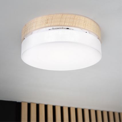 Plafonnier LED SIRJA BOHO — 36 W, 230 V, 4000 K, Ø 45 cm — beige/blanc