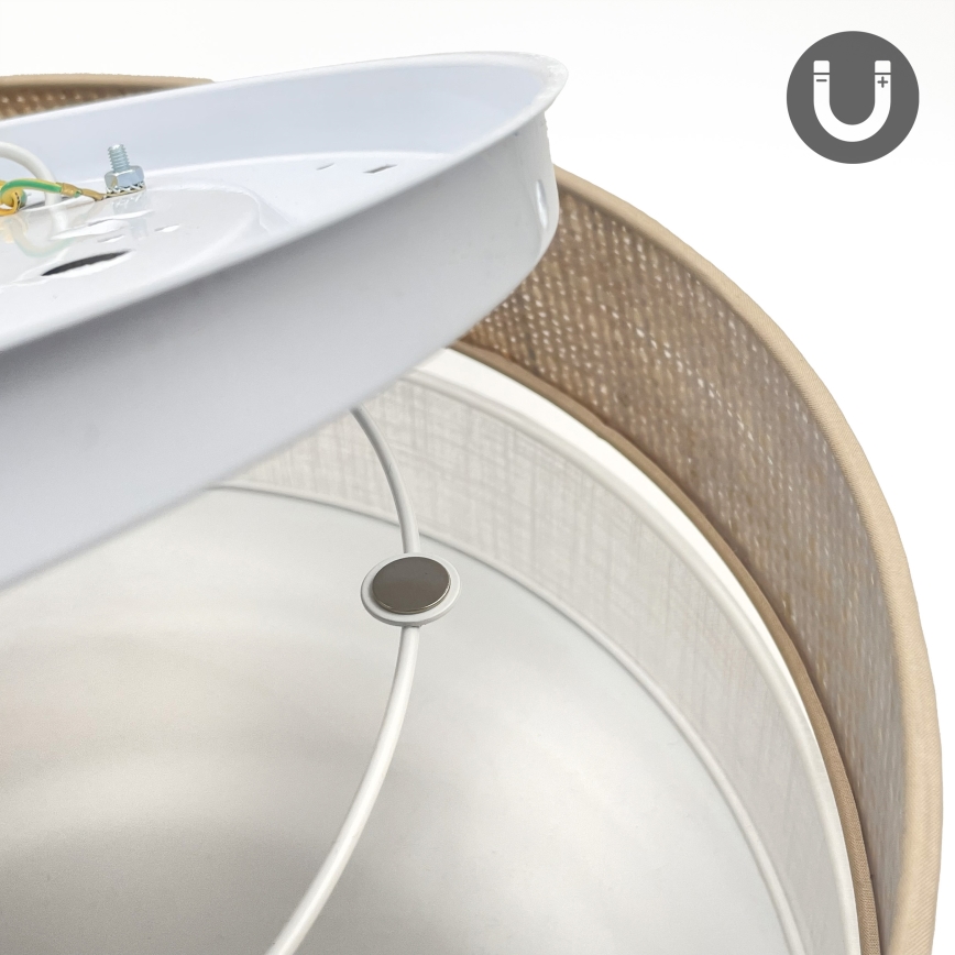 Plafonnier LED SIRJA BOHO — 36 W, 230 V, 4000 K, Ø 45 cm — beige/blanc