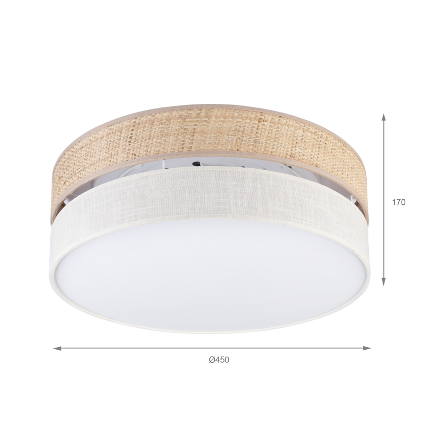 Plafonnier LED SIRJA BOHO, 36 W, 230 V, 4000 K, Ø 45 cm, beige/crème