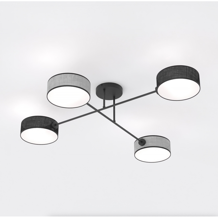 Plafonnier MAGA 4xE14/10W/230V noir/gris